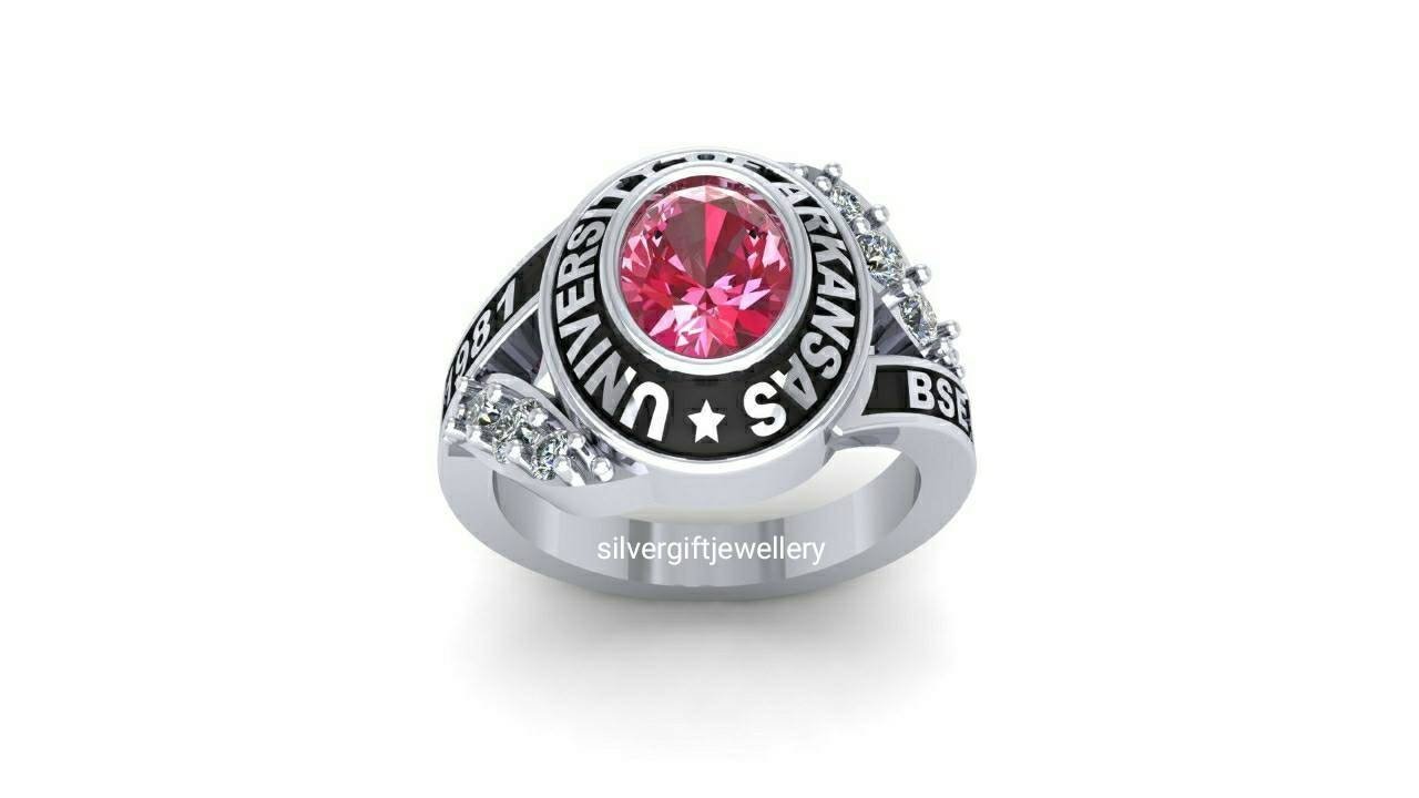 New Design Senior Ring for Her, High School Class Ring 925 Silver