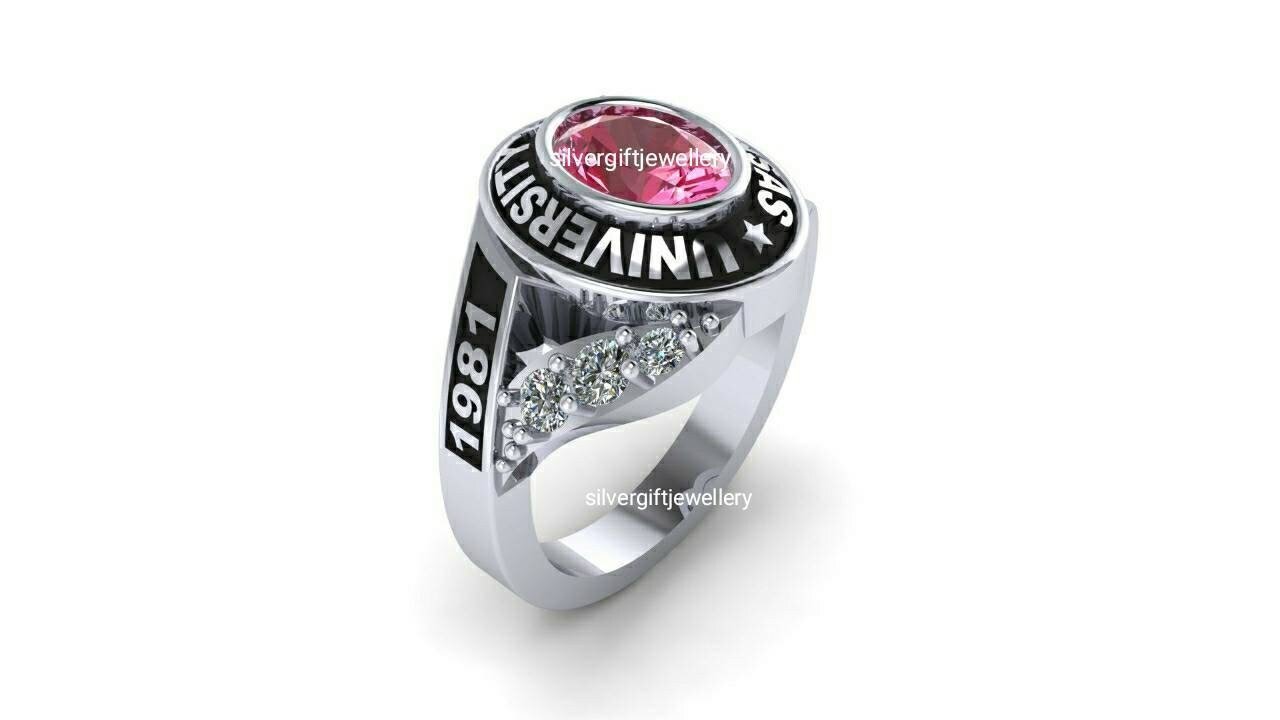 New Design Senior Ring for Her, High School Class Ring 925 Silver - Image 2