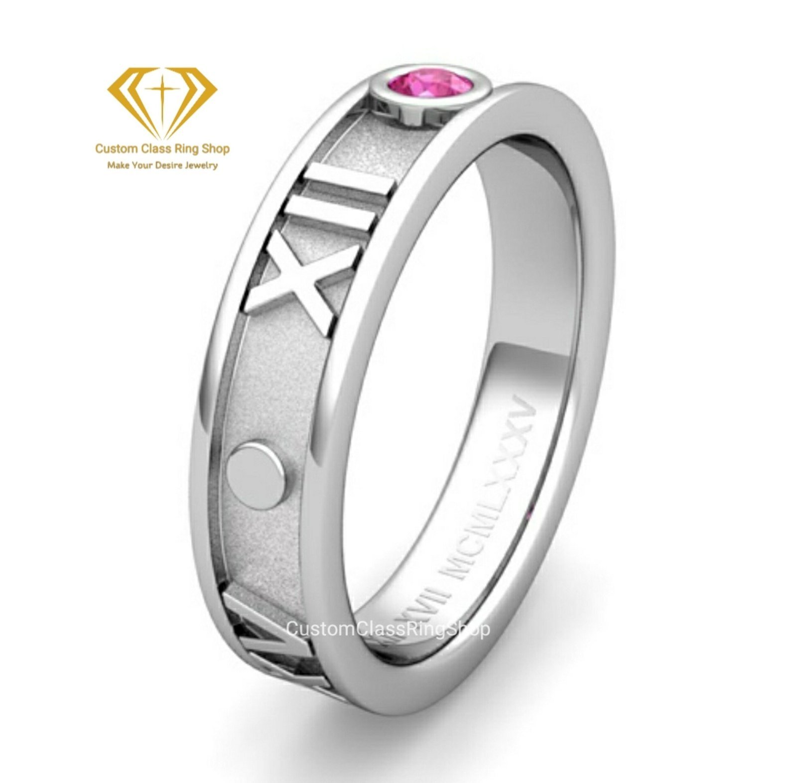 Roman Numeral Graduation Ring Gift, Handmade 925 Silver - Image 3