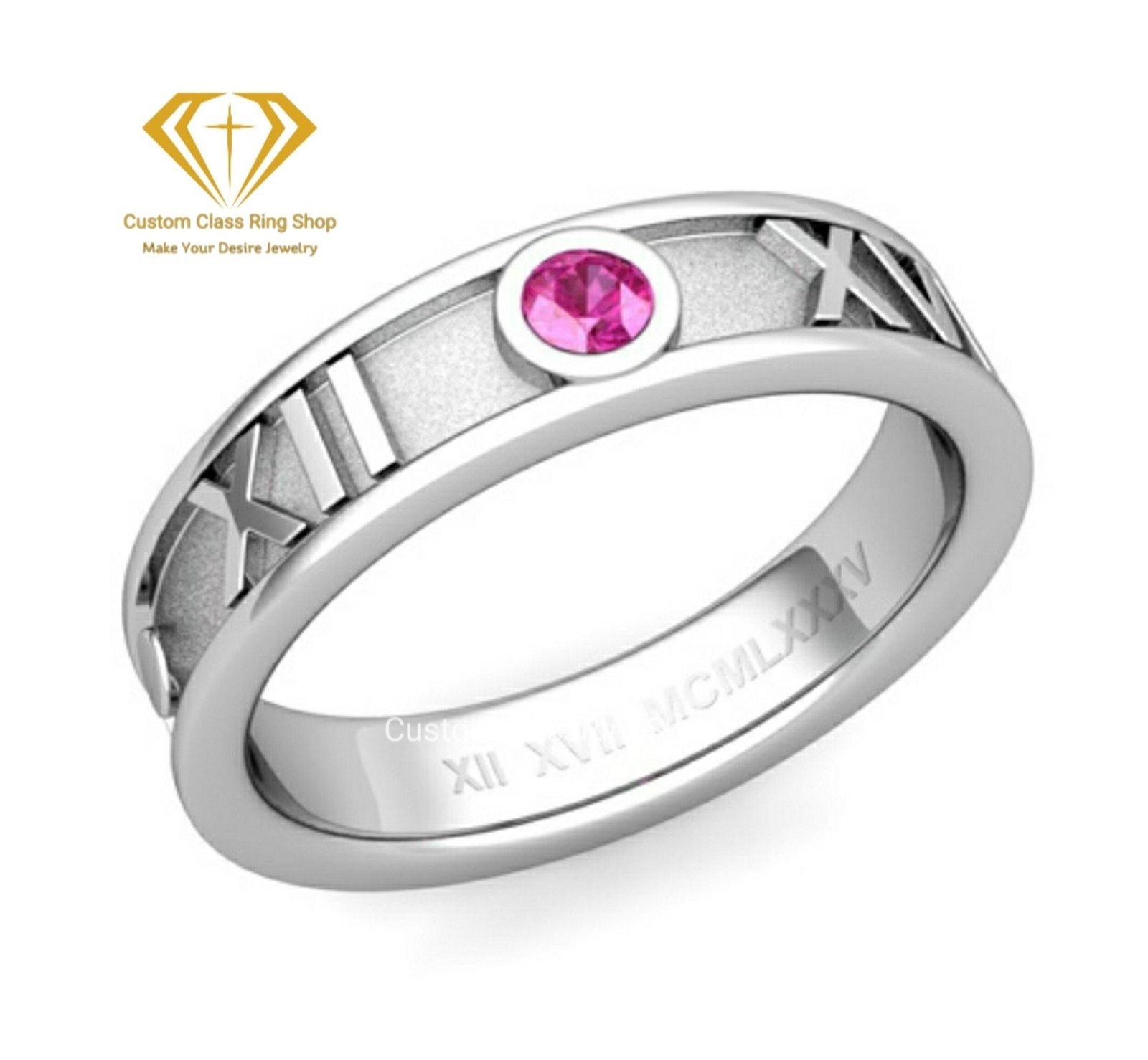 Roman Numeral Graduation Ring Gift, Handmade 925 Silver - Image 2