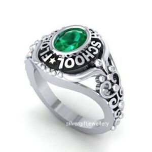 Stylish Class Ring for Her, Modern Graduation Ring 925 Silver