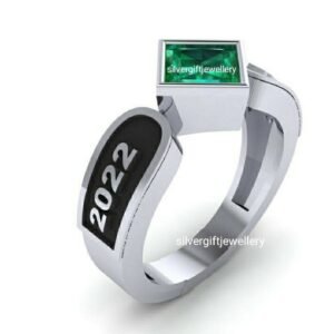 Princess Cut Grad Ring for Girls, High School 925 Silver