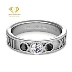 Roman Numeral Ring for Her, Personalized 925 Silver Class Ring