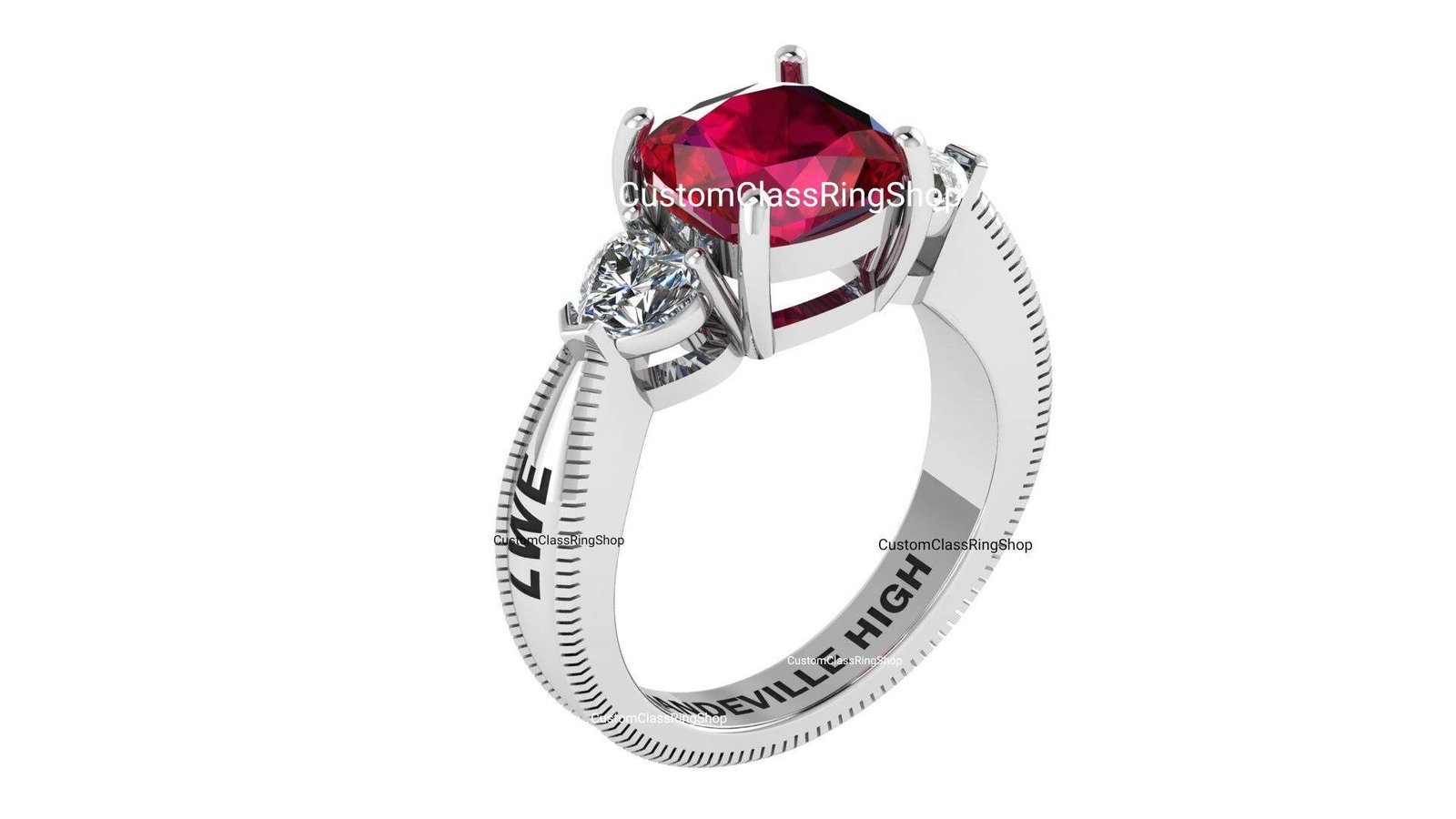Cushion Graduation Ring for Her, Handmade Sterling Silver Gift - Image 3