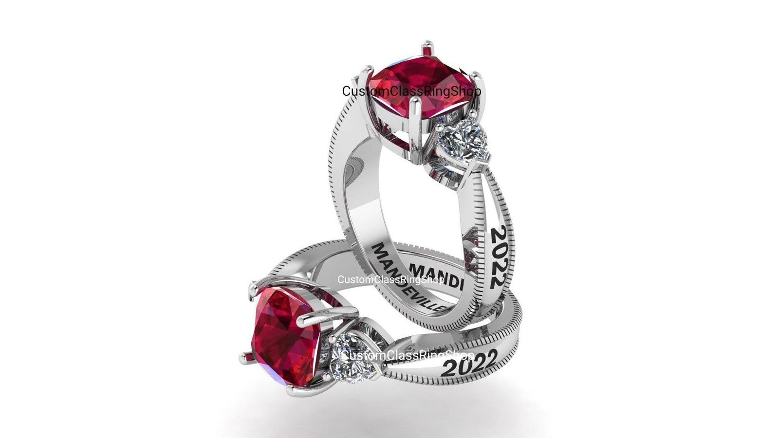 Cushion Graduation Ring for Her, Handmade Sterling Silver Gift - Image 4