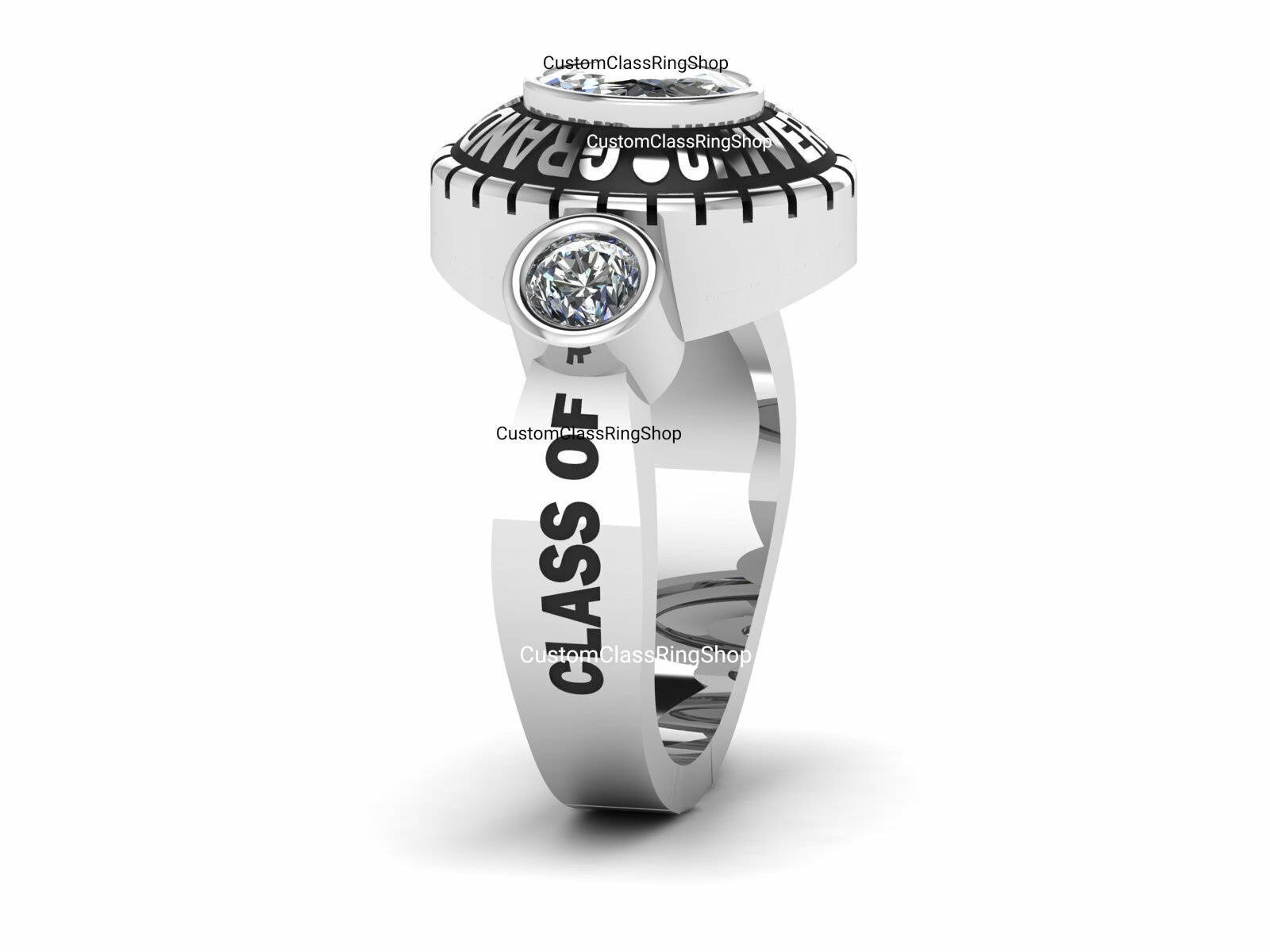 Custom Oval College Ring for Her, Personalized 925 Silver - Image 3