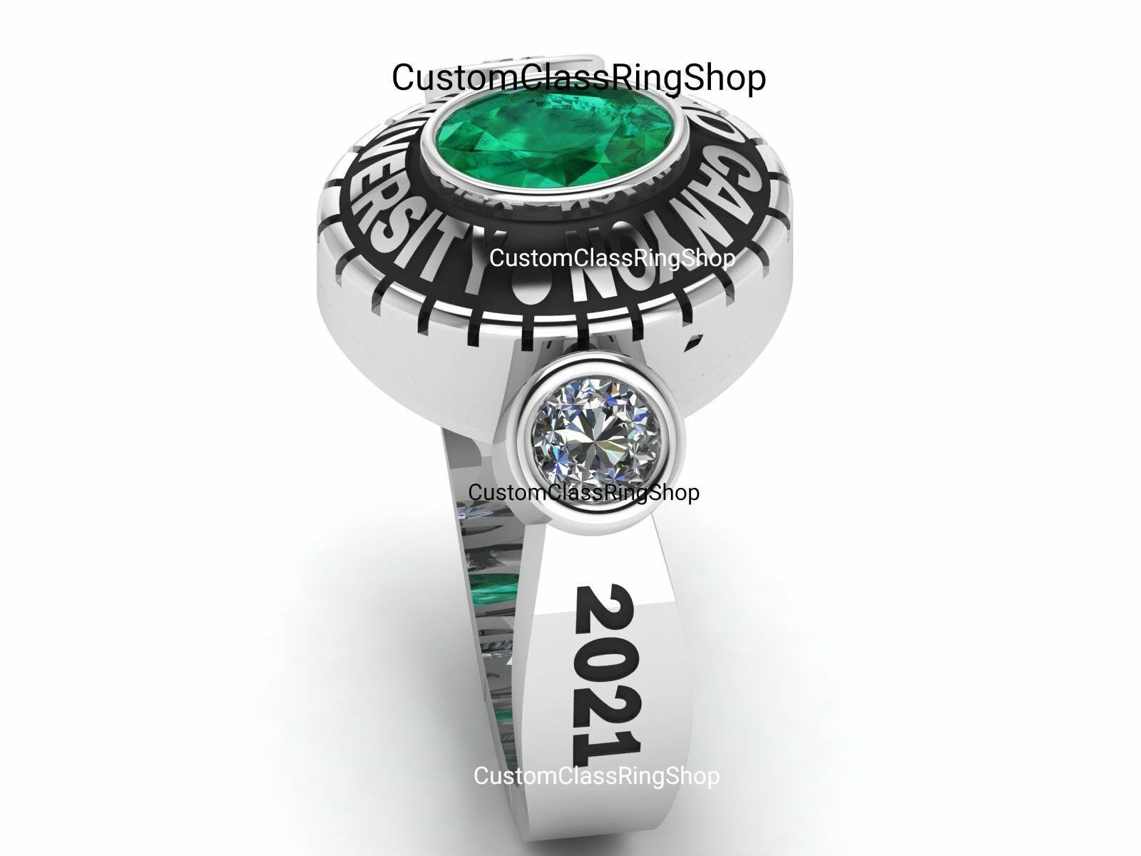 Oval High School Ring for Her, Personalized 925 Silver Gift - Image 3