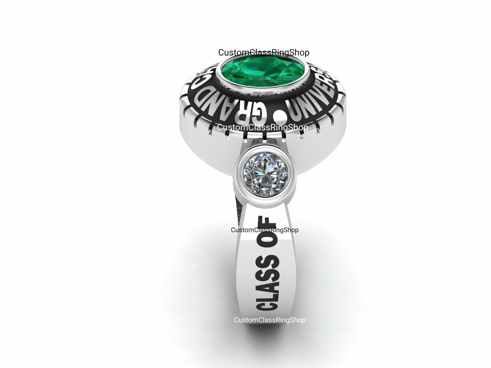Oval High School Ring for Her, Personalized 925 Silver Gift - Image 5