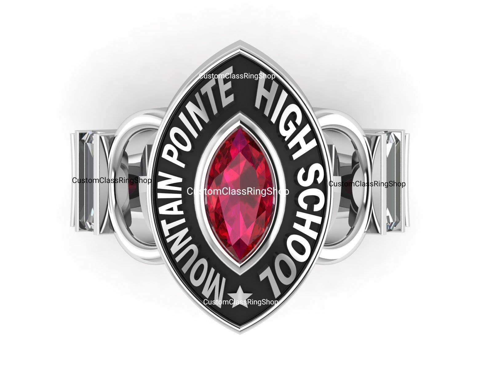 Marquise Graduation Ring, Personalized High School or University Gift