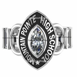Marquise University Ring, Personalized 925 Silver Graduation Gift