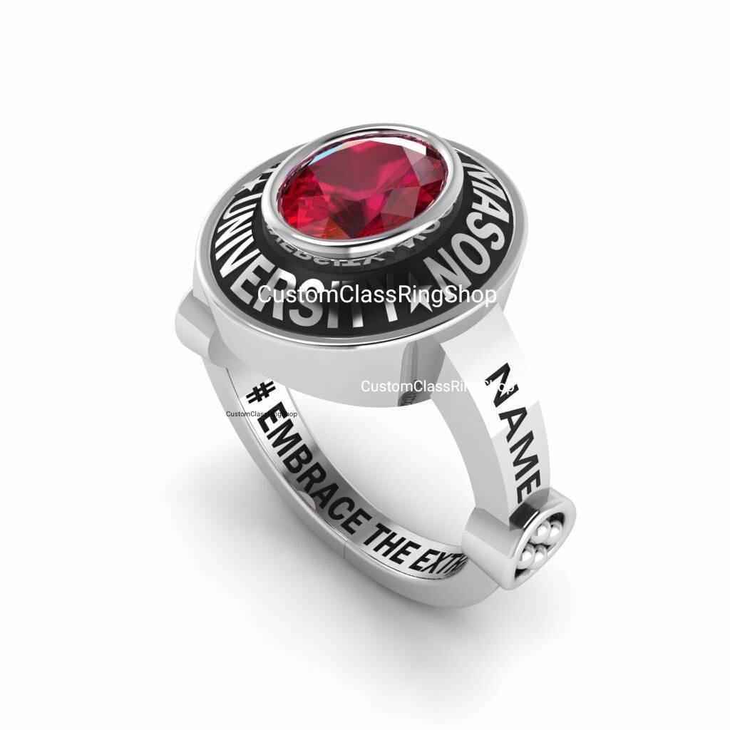 Fine Jewelry Style Class Ring for Her, Oval Stone 925 Silver - Image 3