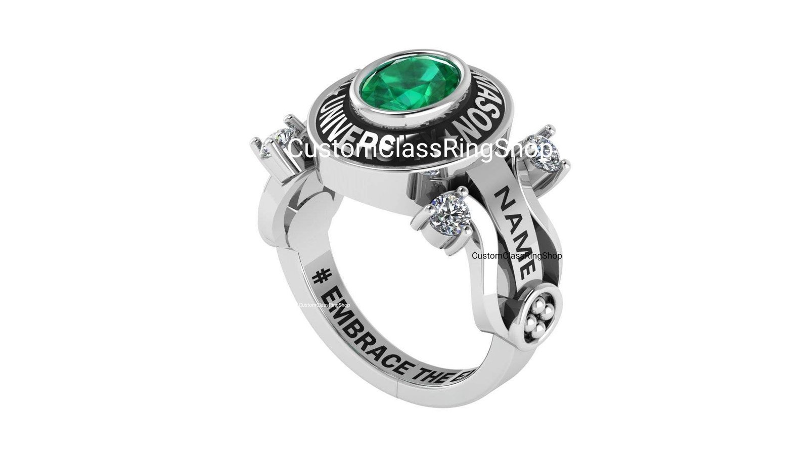 Affordable Oval Class Ring, Handmade 925 Silver Graduation Gift - Image 2