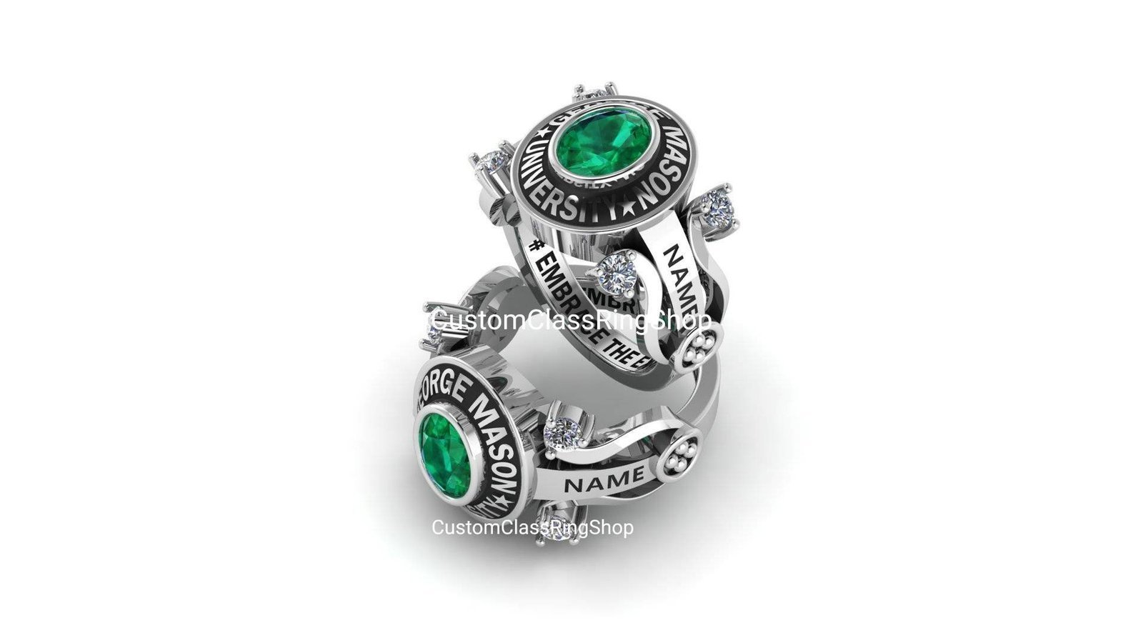 Affordable Oval Class Ring, Handmade 925 Silver Graduation Gift - Image 3