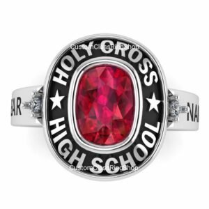 Cushion Stone Class Ring, Custom School or College 925 Silver