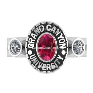 Classic Oval School Ring, Personalized Sterling Silver Grad Gift