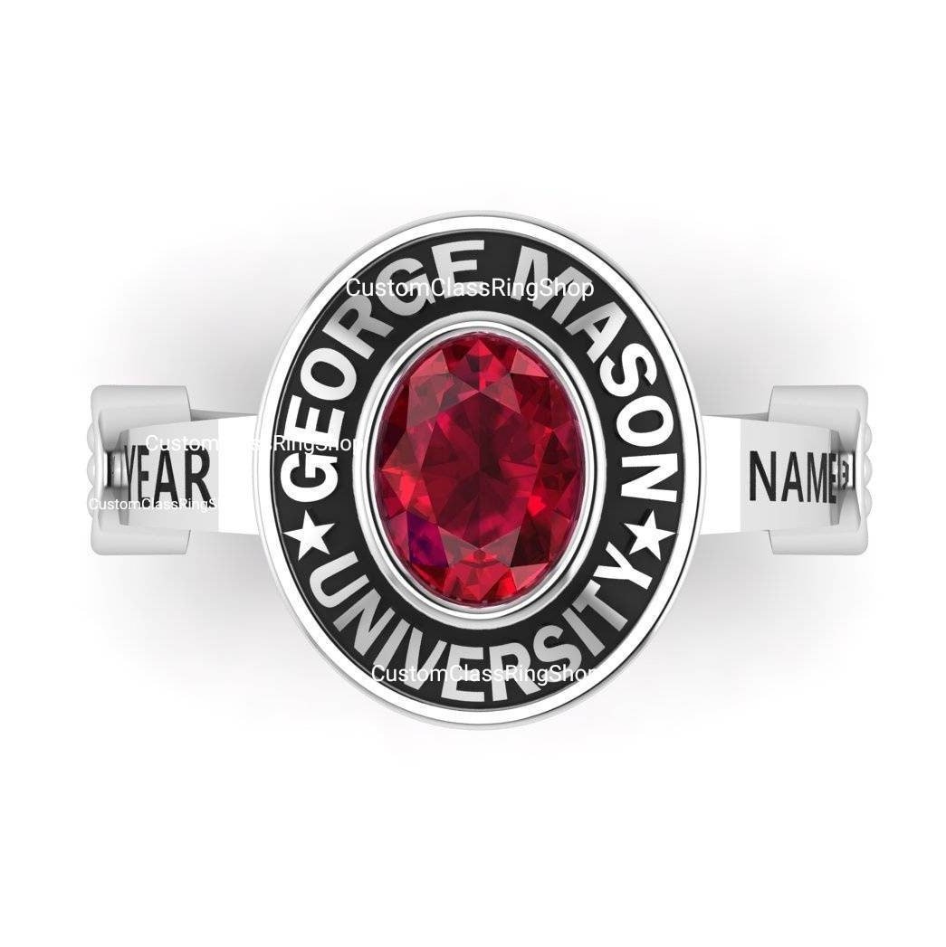 Fine Jewelry Style Class Ring for Her, Oval Stone 925 Silver