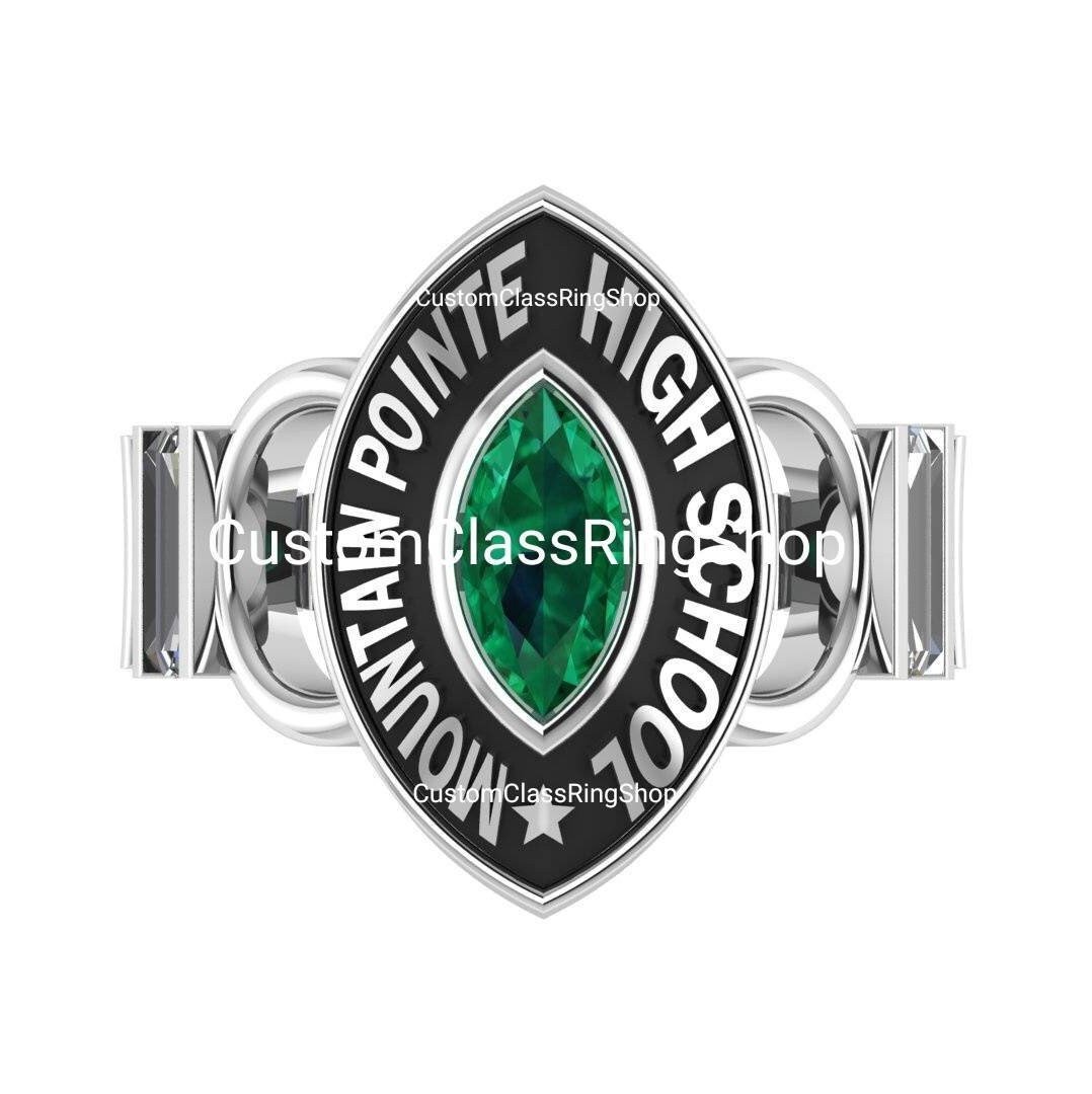 Marquise School Ring for Girls, Handmade 925 Silver Graduation Gift
