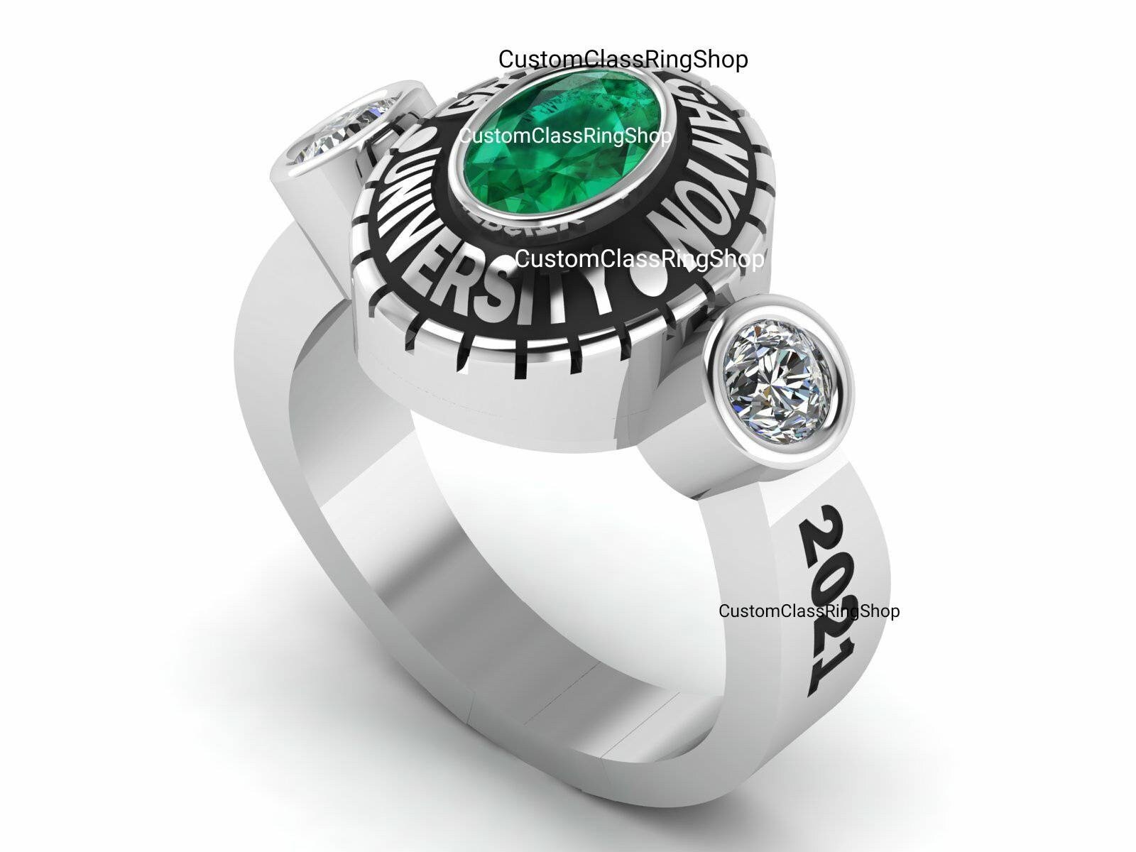 Oval High School Ring for Her, Personalized 925 Silver Gift - Image 4