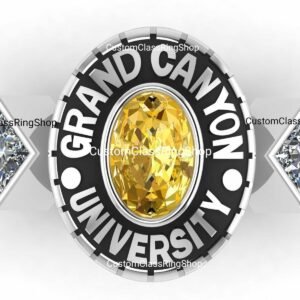 Oval University Ring for Her, Personalized 925 Silver Graduation Gift