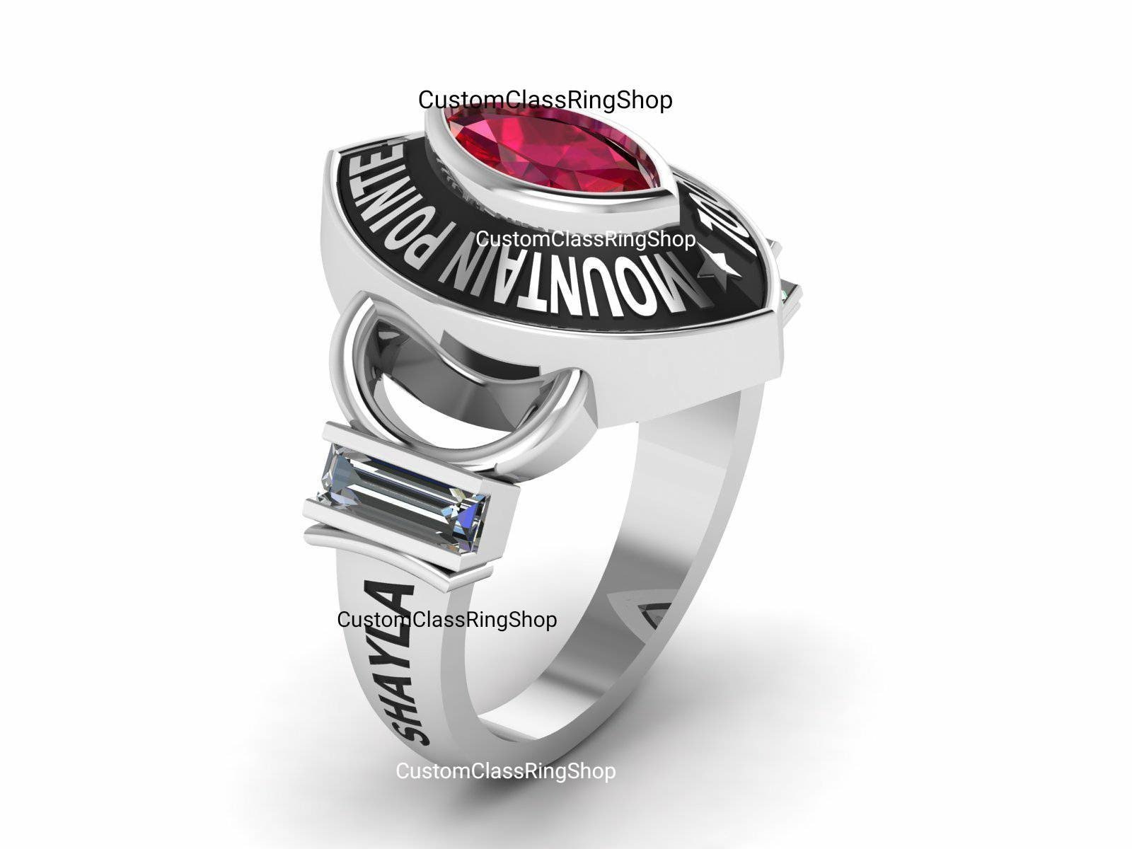 Marquise Graduation Ring, Personalized High School or University Gift - Image 5
