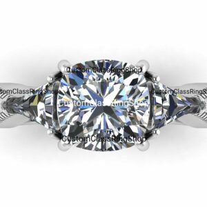 Cushion College Ring for Graduates, Personalized 925 Silver Gift