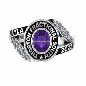 Oval Class Ring, Graduation Gift for Granddaughter, 925 Silver