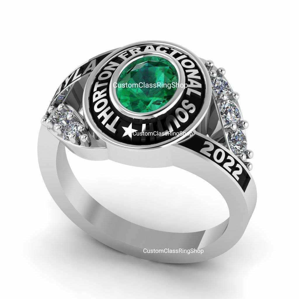 Elegant Oval School Ring for Her, Handmade 925 Sterling Silver - Image 3