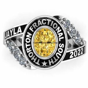 Oval Graduation Ring for Daughter, Personalized 925 Silver Gift