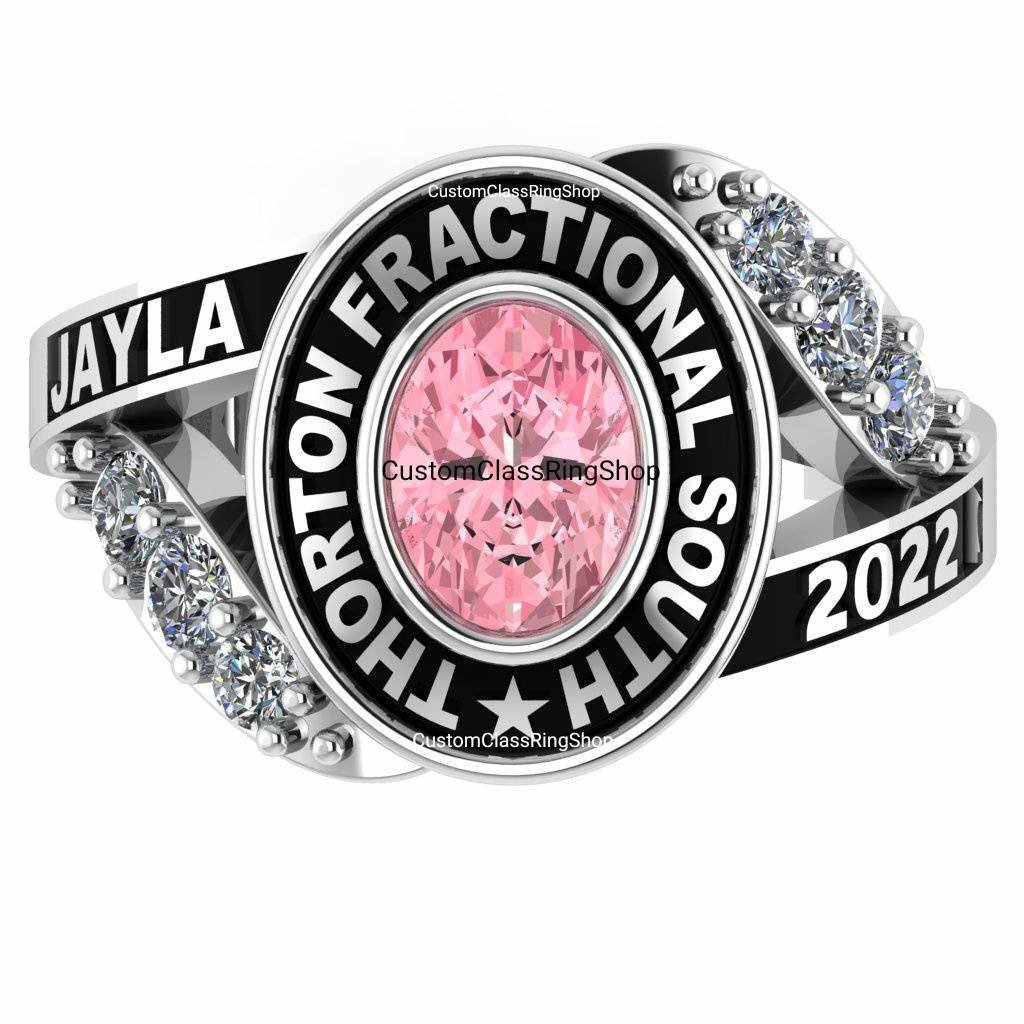 Timeless Oval College Ring, Personalized Sterling Silver Grad Gift