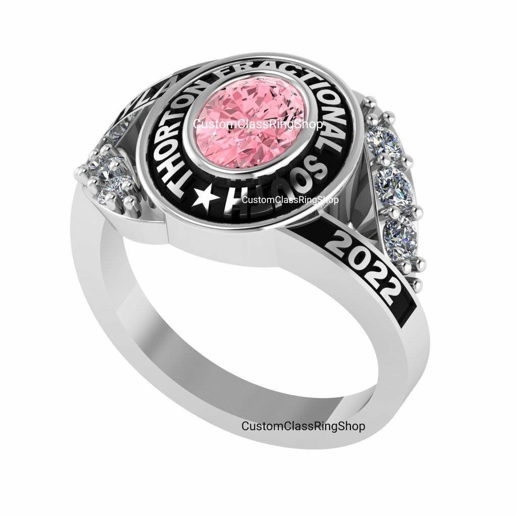 Timeless Oval College Ring, Personalized Sterling Silver Grad Gift - Image 3