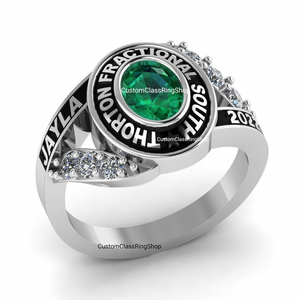 Elegant Oval School Ring for Her, Handmade 925 Sterling Silver - Image 2