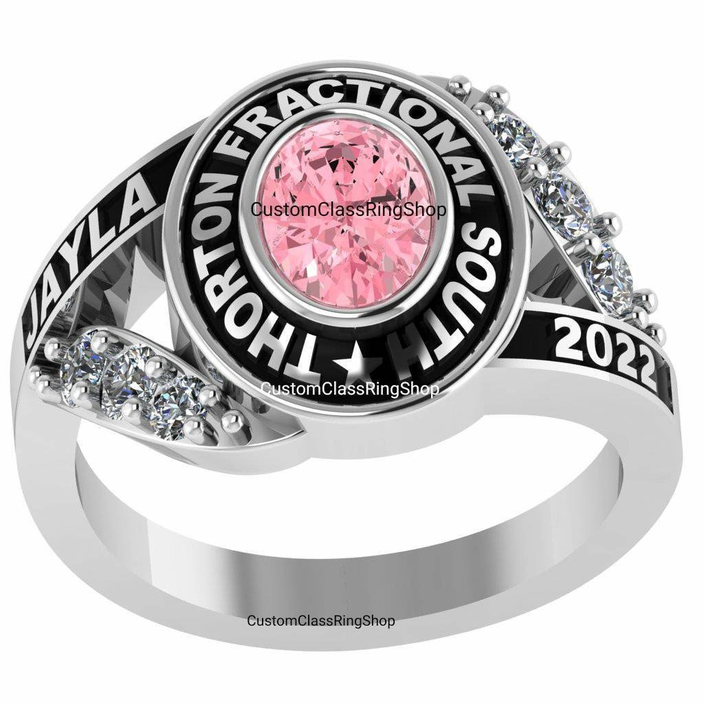 Timeless Oval College Ring, Personalized Sterling Silver Grad Gift - Image 4