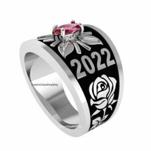 Name and Year Class Ring, Marquise Stone 925 Silver Gift