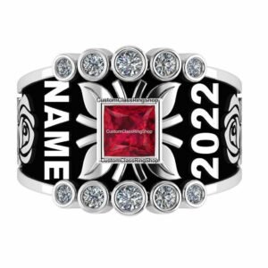 Princess Cut Halo Class Ring for Her, Spellbound 925 Silver