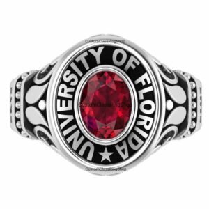 Birthstone High School Ring, Six Personal Details in 925 Silver