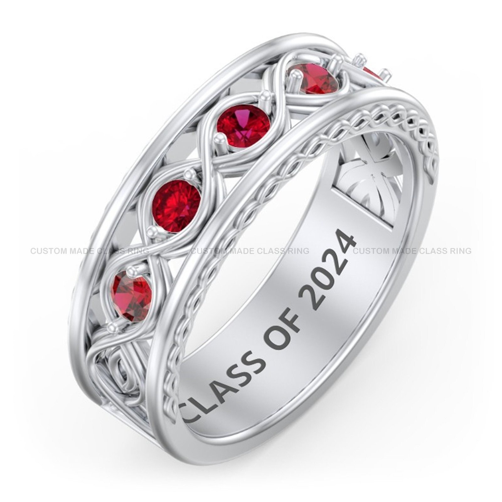 Five Stone Ring for Men, Infinity Band 925 Silver - Image 3