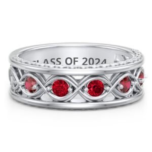 Five Stone Ring for Men, Infinity Band 925 Silver