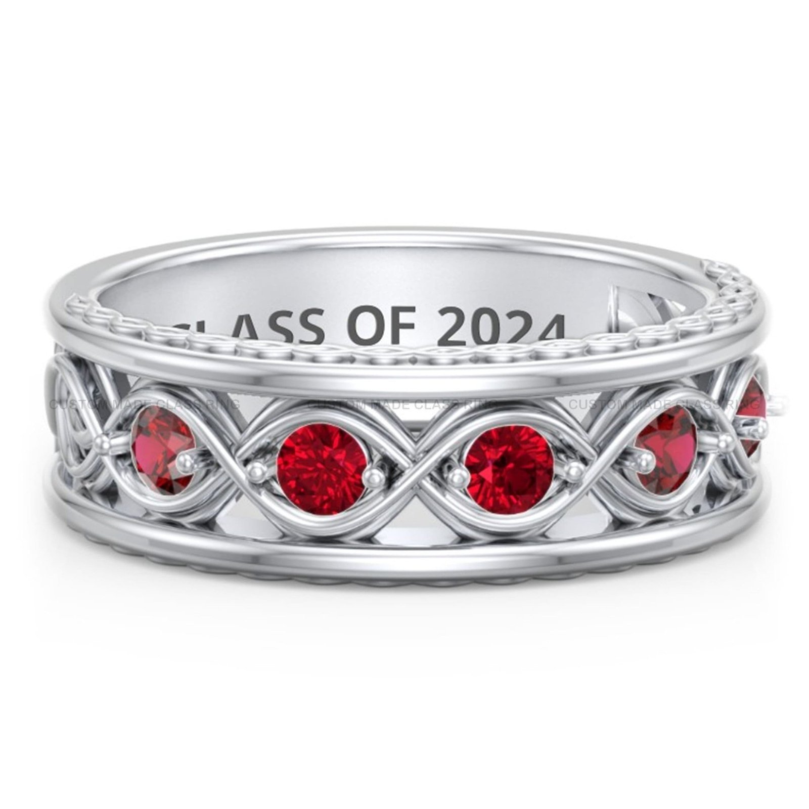 Five Stone Ring for Men, Infinity Band 925 Silver