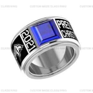 Men's Class Ring Band, Personalized Sterling Silver Graduation Gift