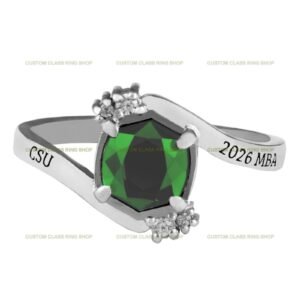 Six Sided Stone Class Ring for Women, Handmade 925 Silver