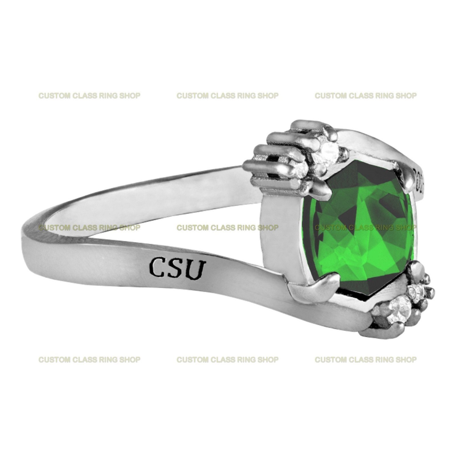Six Sided Stone Class Ring for Women, Handmade 925 Silver - Image 3