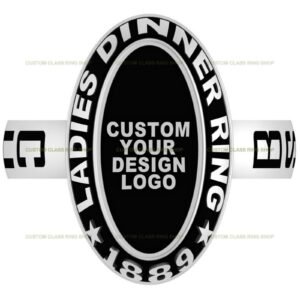 Ladies Dinner Style Class Ring, Engraved University Ring in 925 Silver