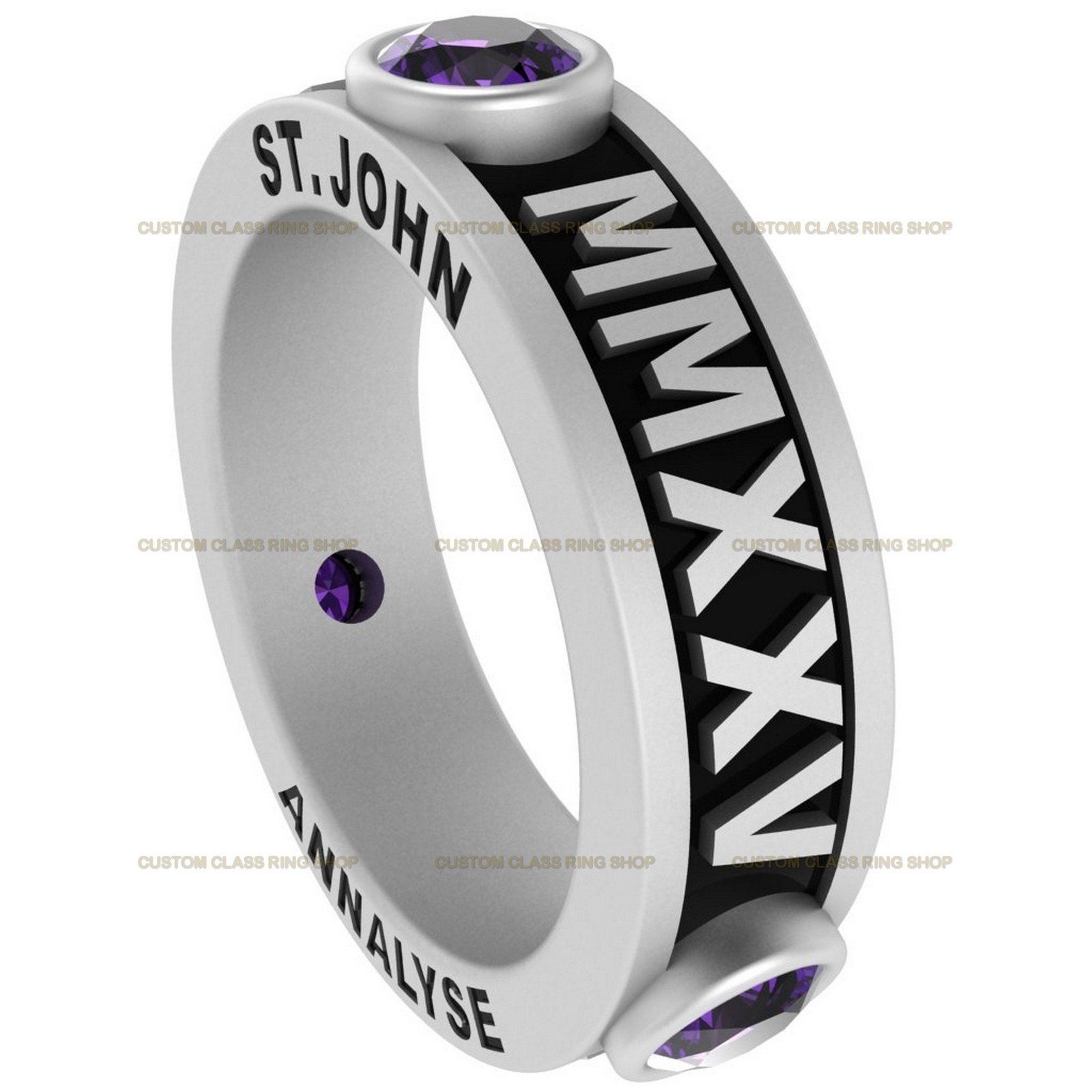 Round Halo Class Ring for Women, Sparkling 925 Silver Grad Gift - Image 3