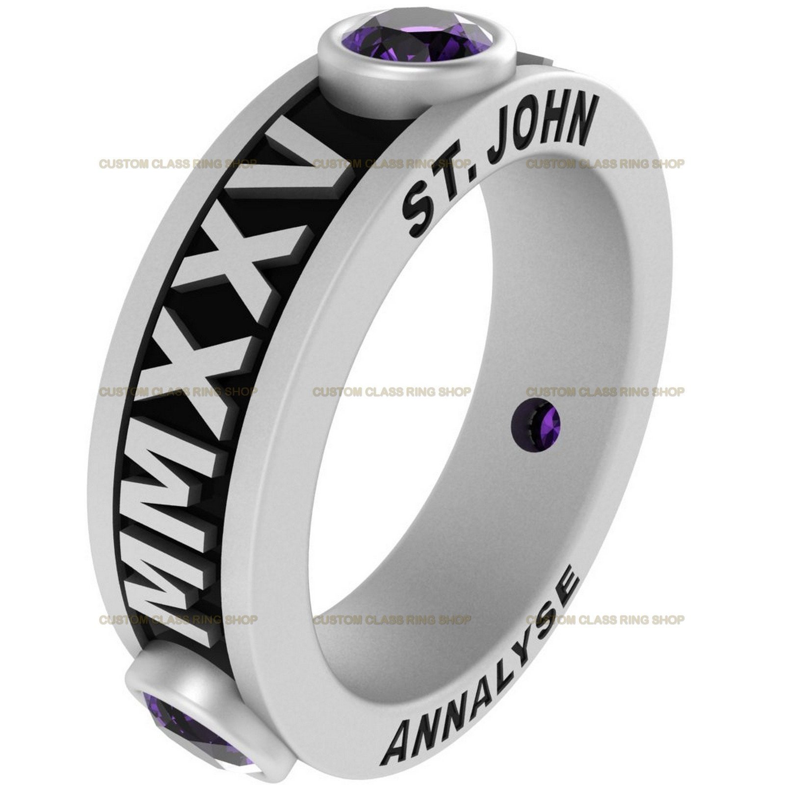 Round Halo Class Ring for Women, Sparkling 925 Silver Grad Gift - Image 2