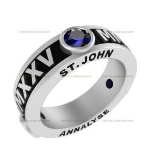 Round Grad Ring for Her, Bright Stone Handmade 925 Silver