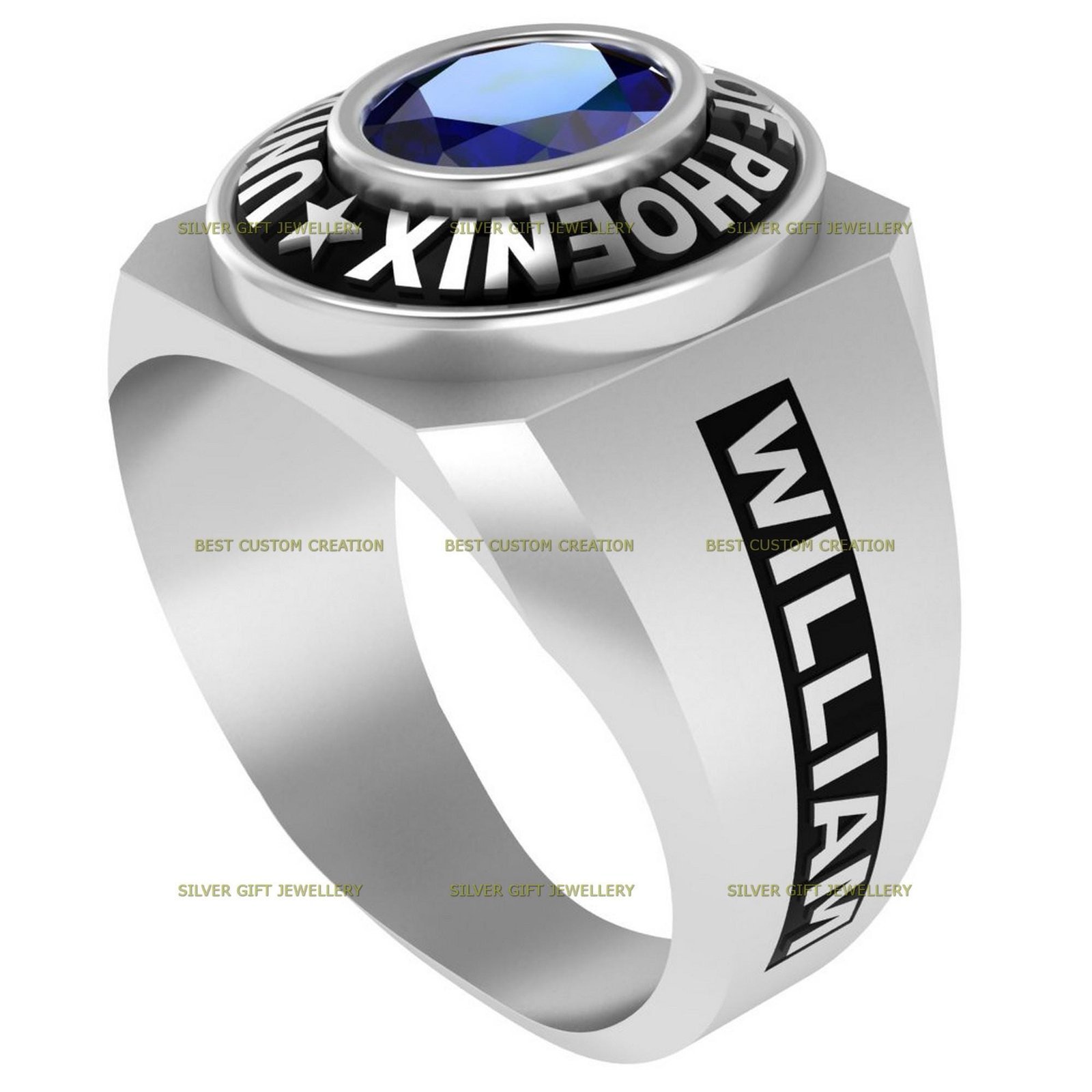 Engraved Keepsake Ring for Him, Graduation Ring 925 Silver - Image 4