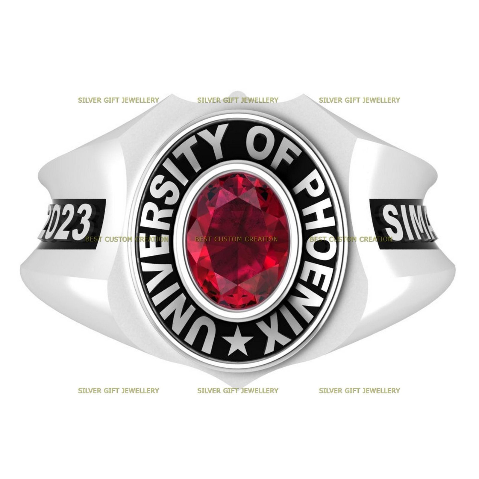 Heritage High School Ring, Traditional Engraved 925 Silver