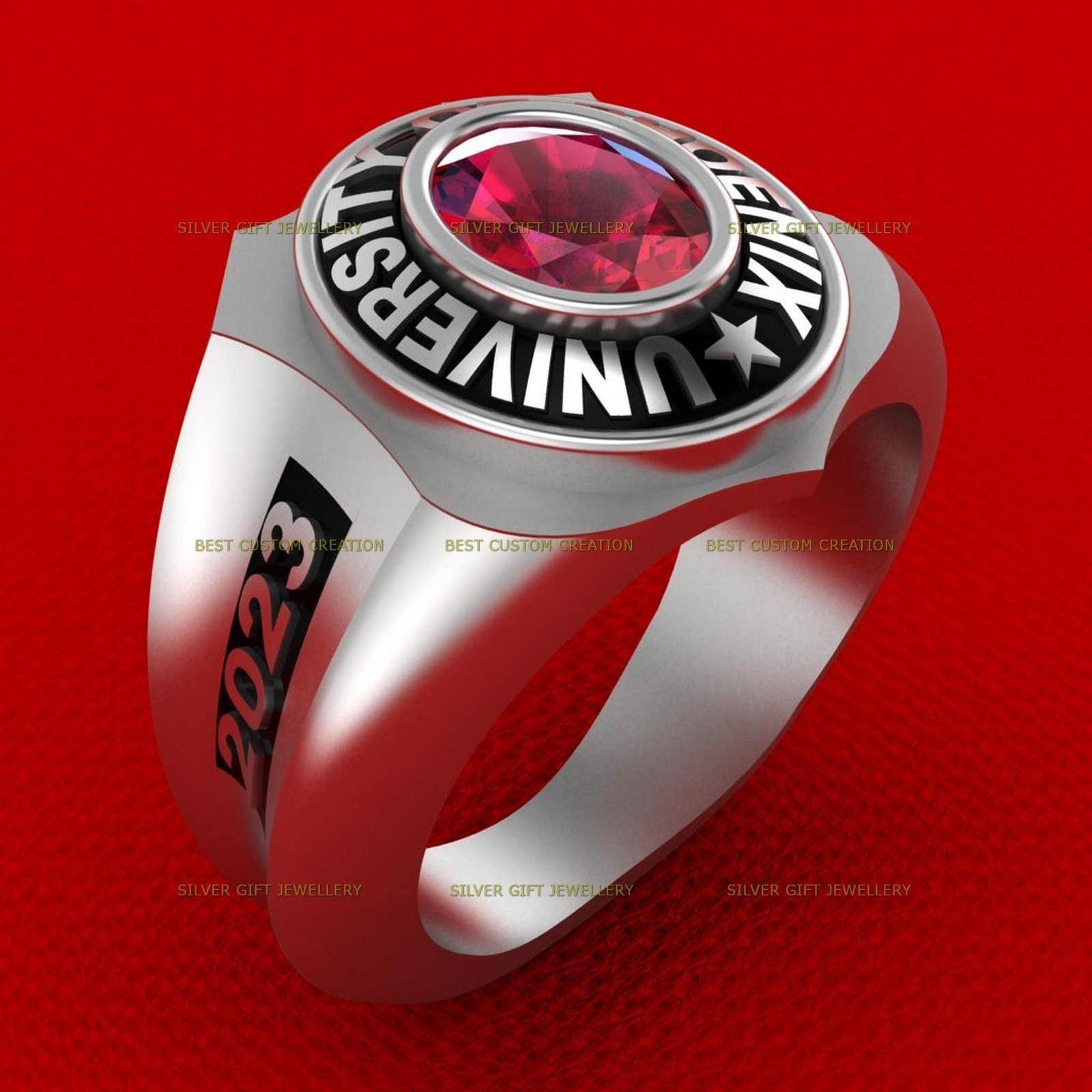 Heritage High School Ring, Traditional Engraved 925 Silver - Image 6