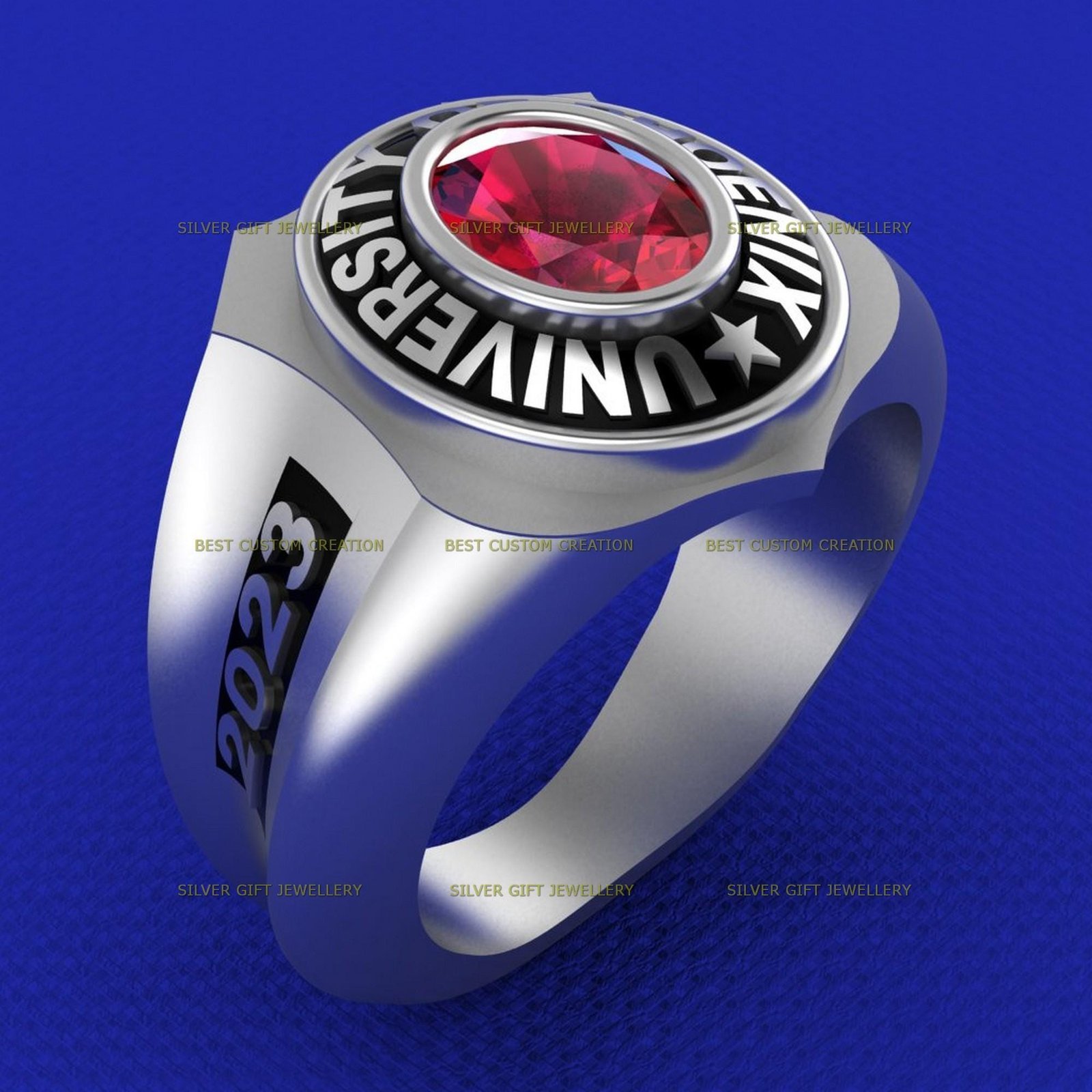 Heritage High School Ring, Traditional Engraved 925 Silver - Image 7
