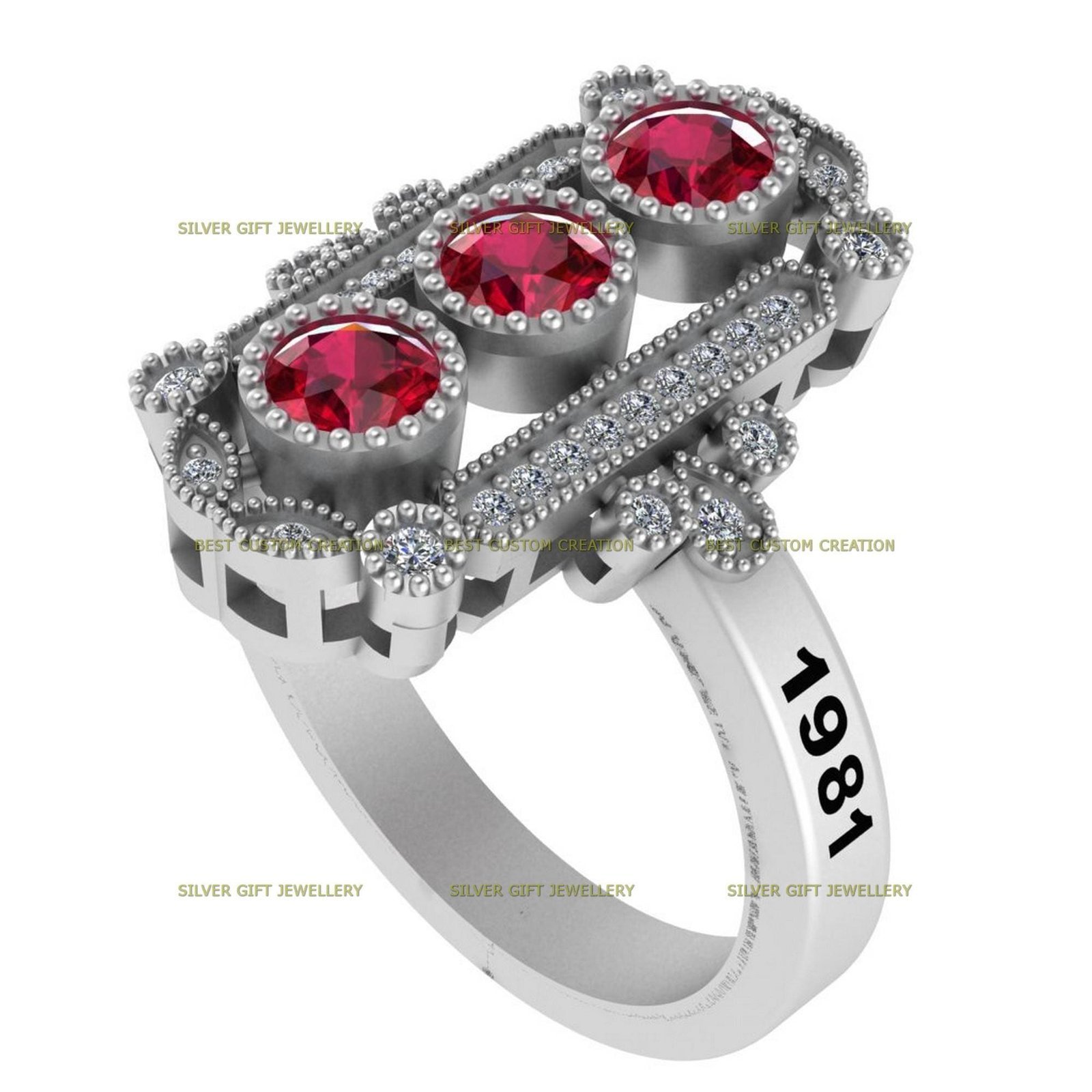 Understated Class Ring Band, Engraved Graduation Ring 925 Silver - Image 4